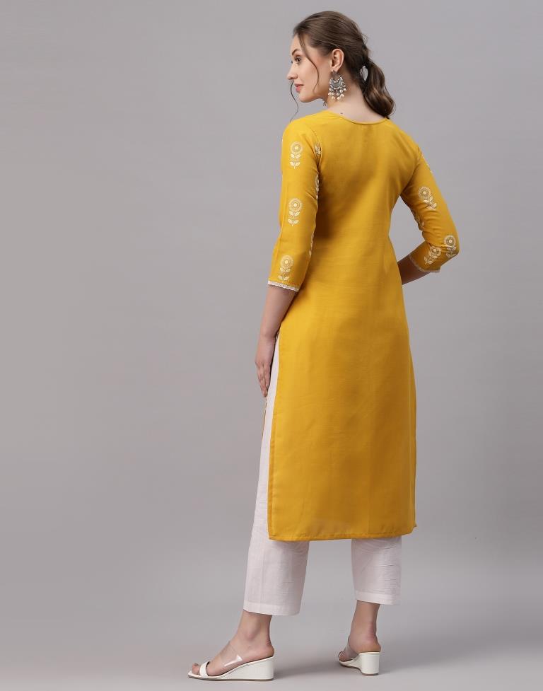 Yellow Printed Kurti | Sudathi