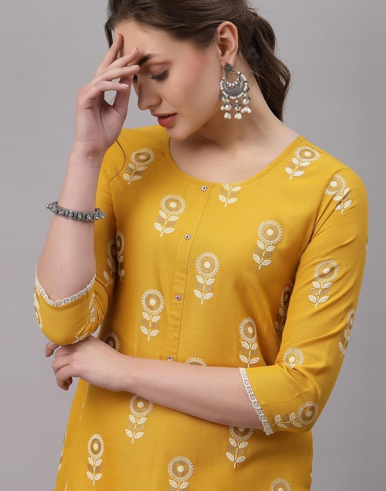 Yellow Printed Kurti | Sudathi