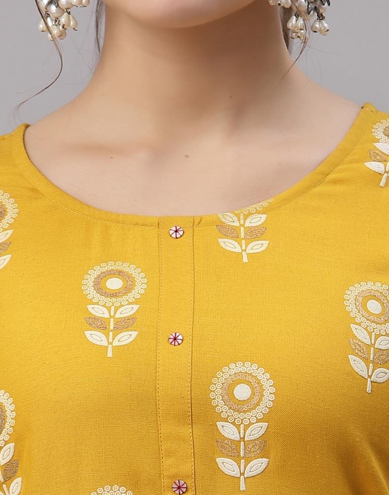 Yellow Printed Kurti | Sudathi