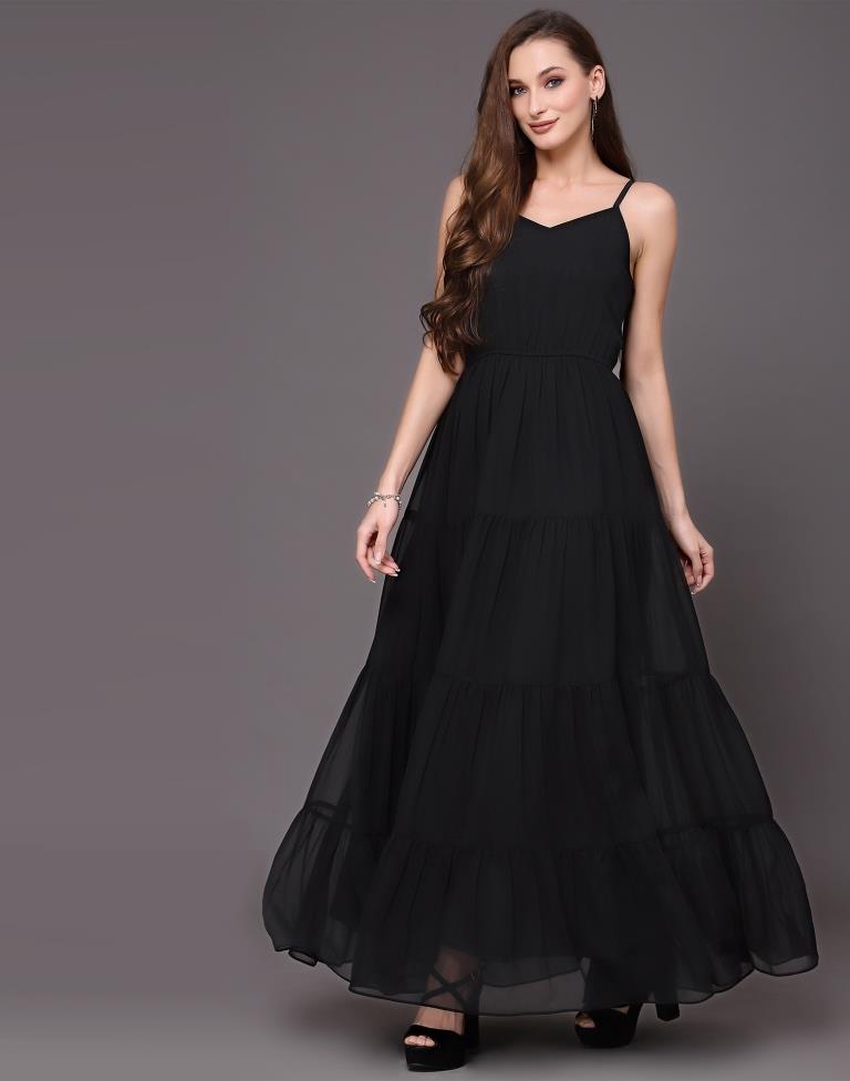 Black Tiered Maxi Dress | Sudathi