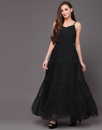 Black Tiered Maxi Dress | Sudathi