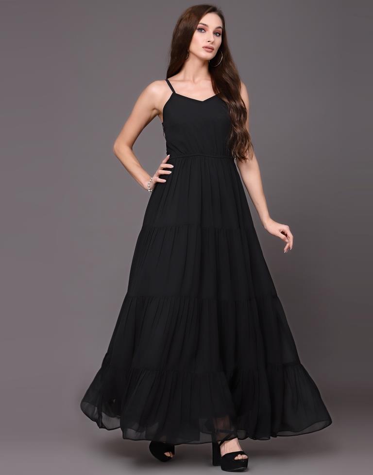 Black Tiered Maxi Dress | Sudathi