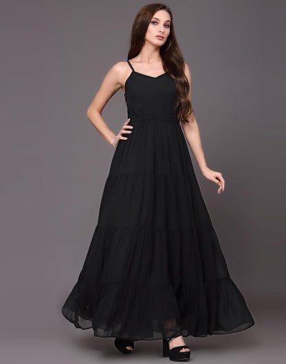 Black Tiered Maxi Dress | Sudathi