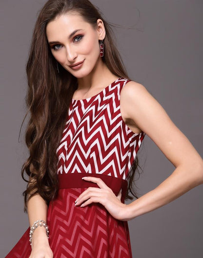 Maroon Striped Western Dress | Sudathi