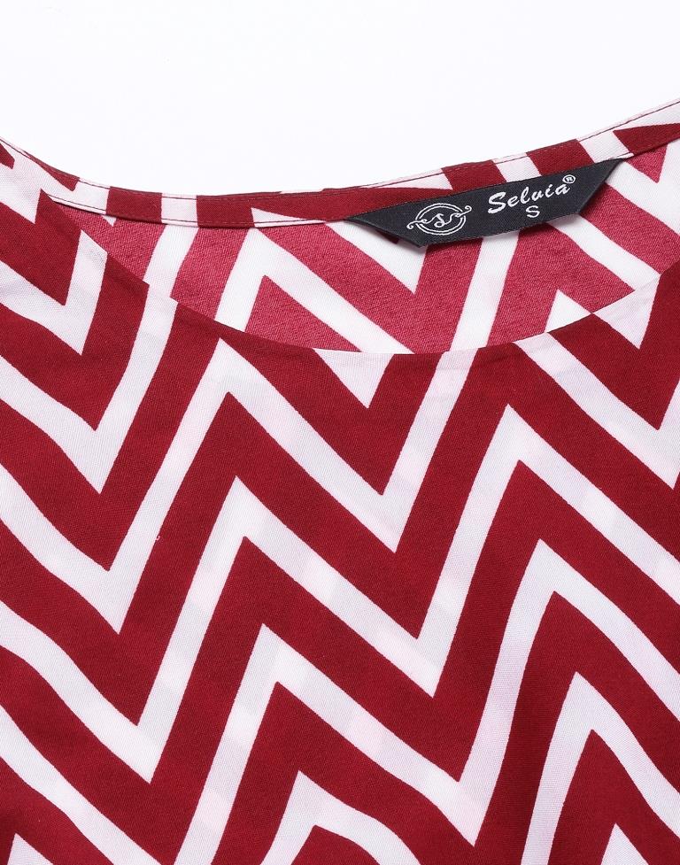 Maroon Striped Western Dress | Sudathi