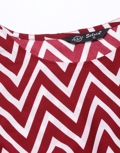 Maroon Striped Western Dress | Sudathi