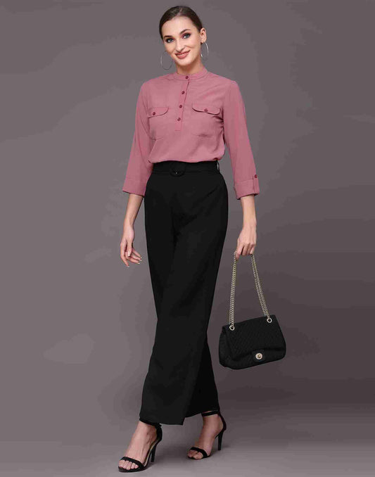 Pink Polyester Plain Top