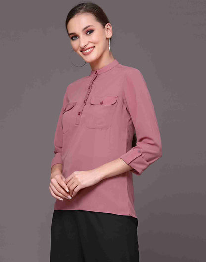 Pink Polyester Plain Top