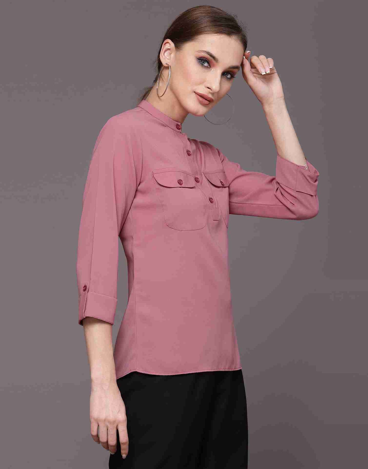 Pink Polyester Plain Top