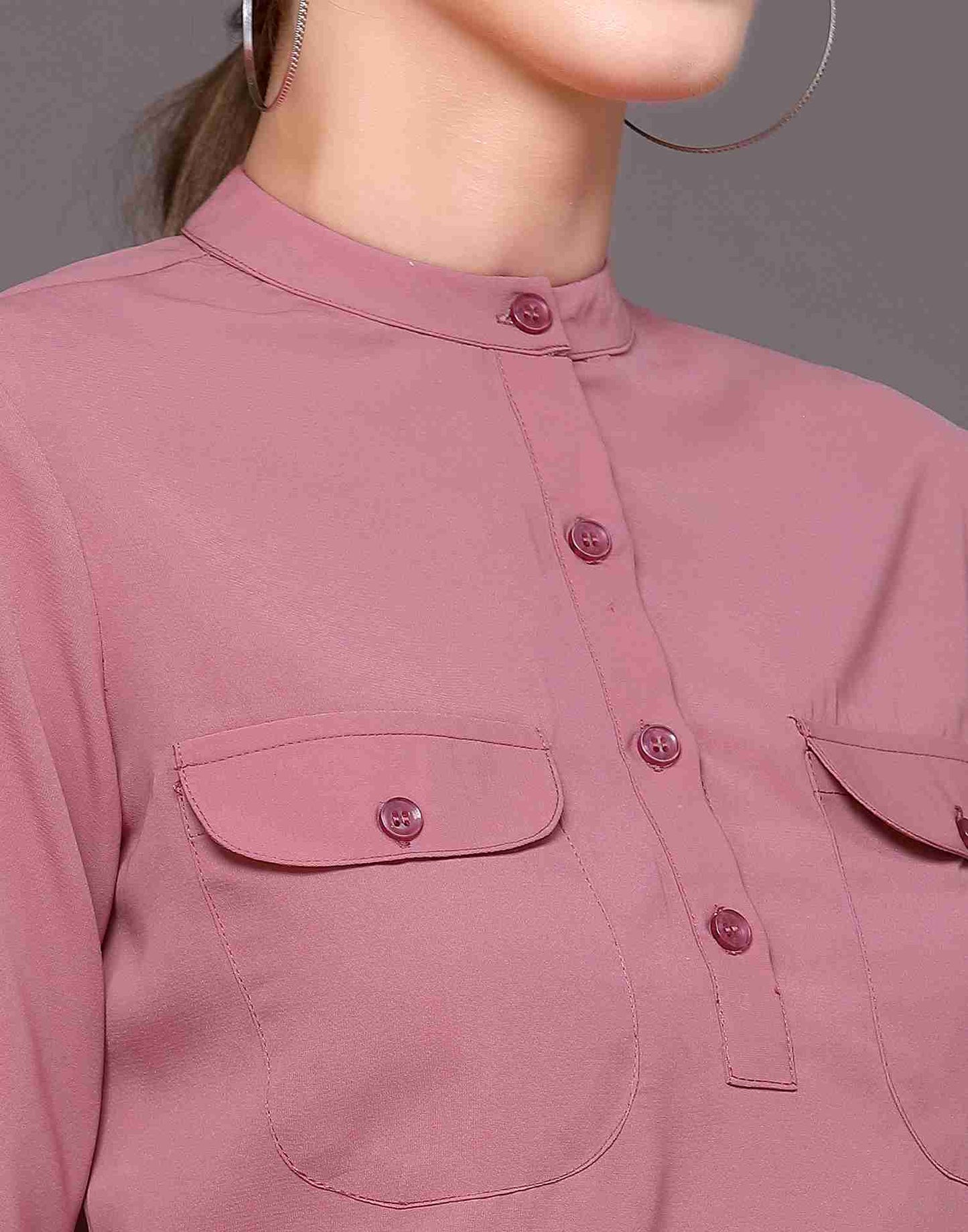 Pink Polyester Plain Top