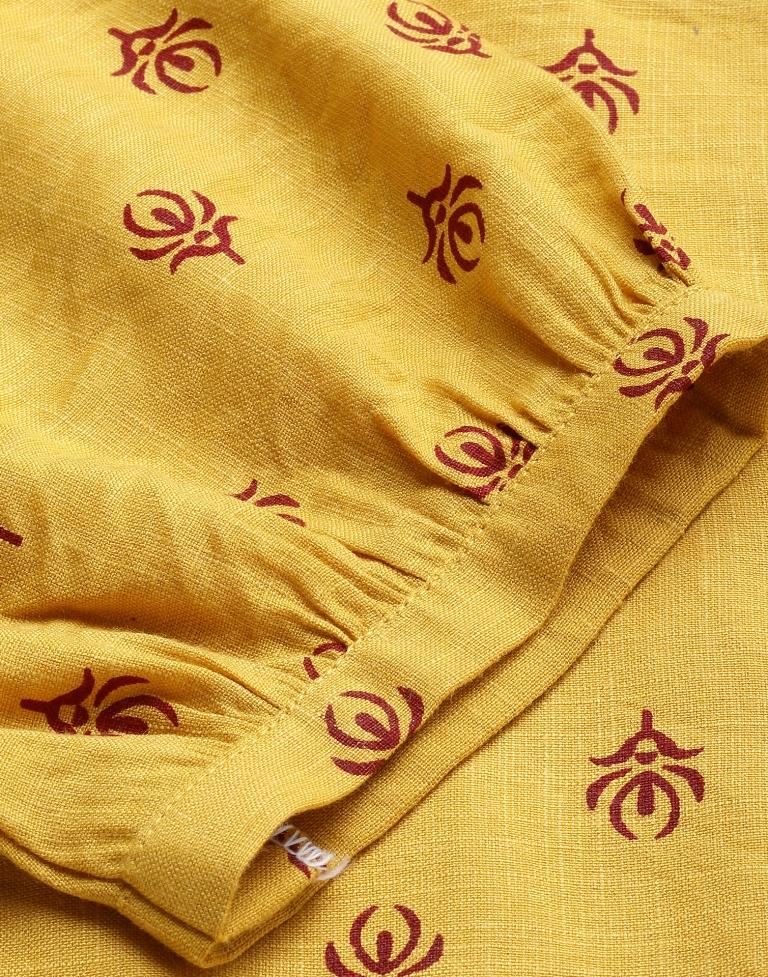 Musterd Yellow Printed Top
