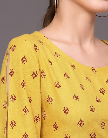 Musterd Yellow Printed Top