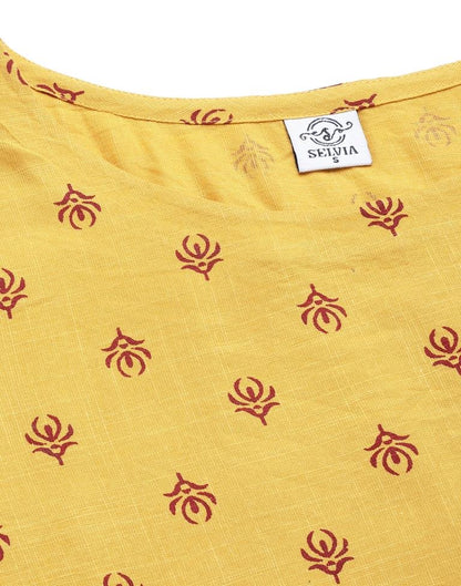 Musterd Yellow Printed Top