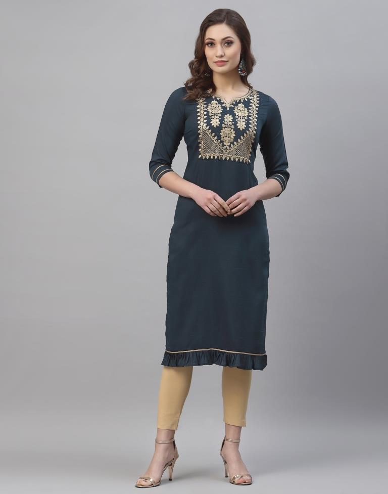 Grey Embroidered Kurti | Sudathi