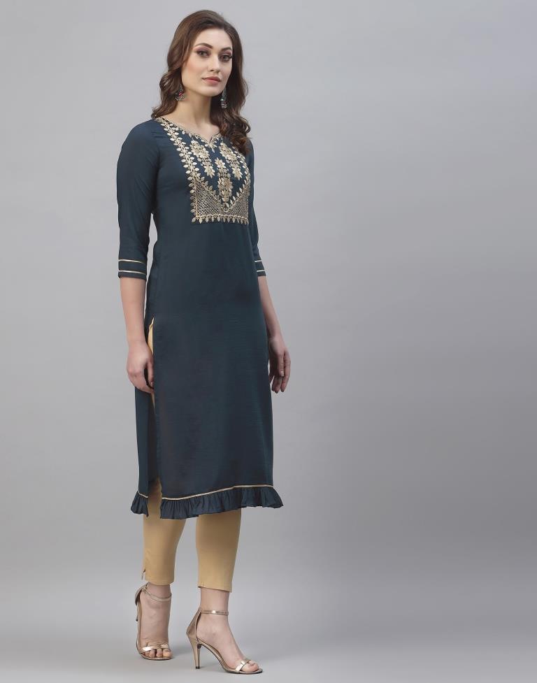 Grey Embroidered Kurti | Sudathi