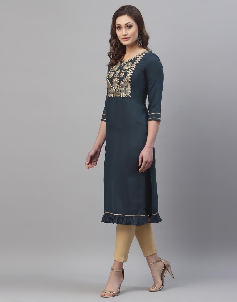 Grey Embroidered Kurti | Sudathi