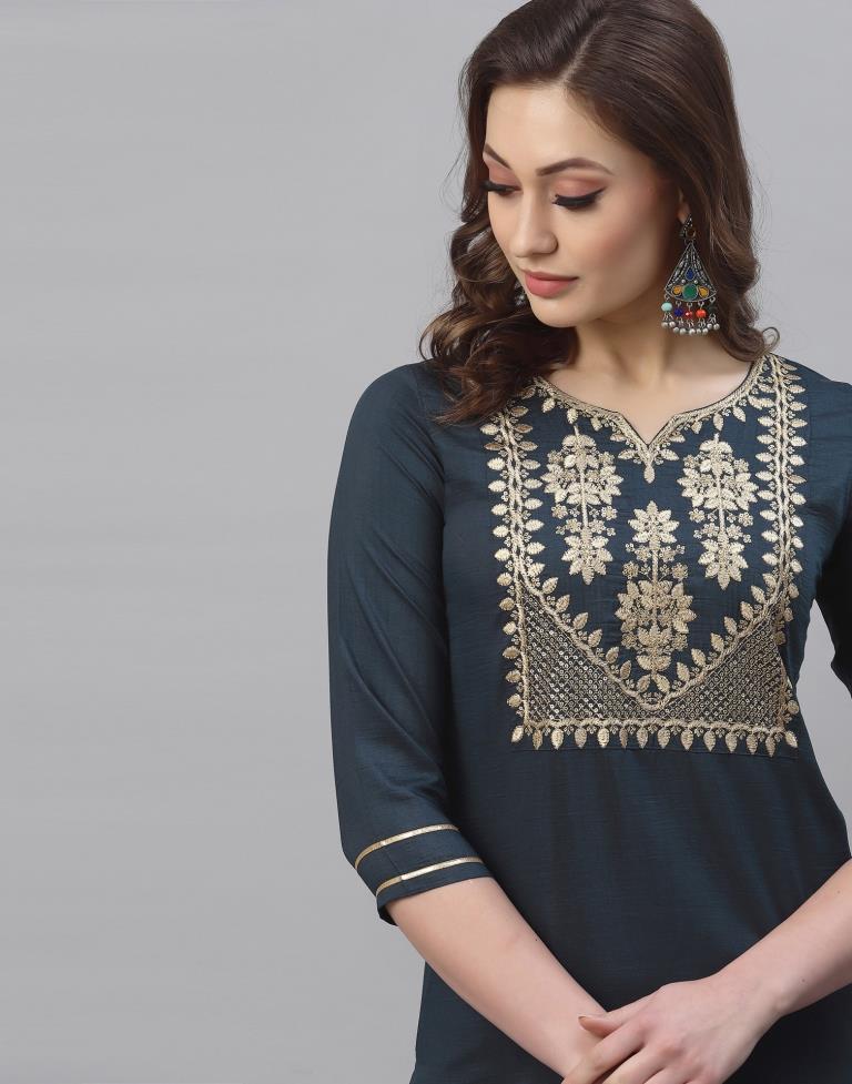 Grey Embroidered Kurti | Sudathi