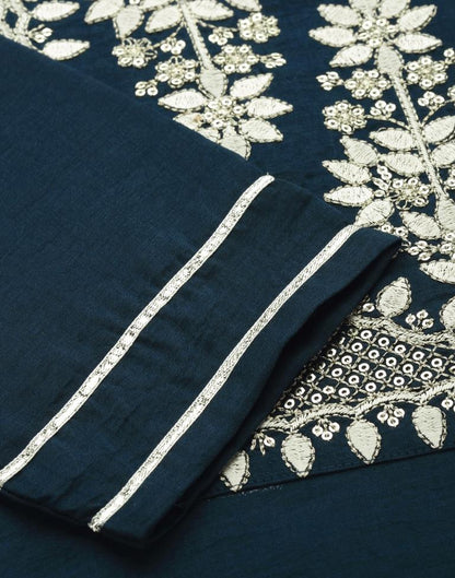 Grey-blue Embroidered Kurti | Sudathi