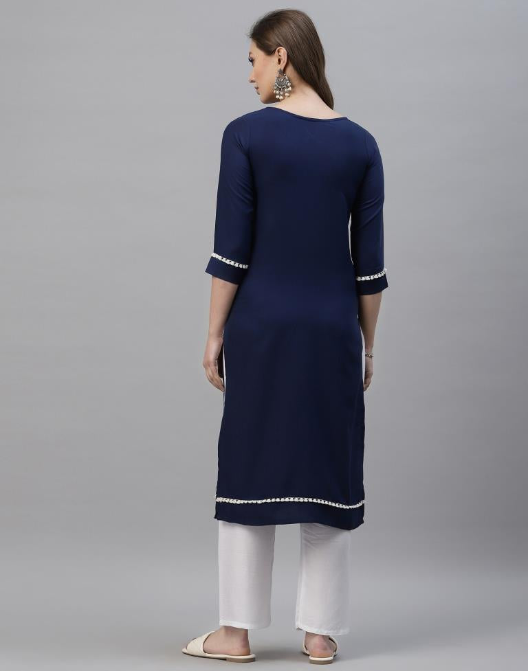 Navy Blue Embroidered Kurti | Sudathi