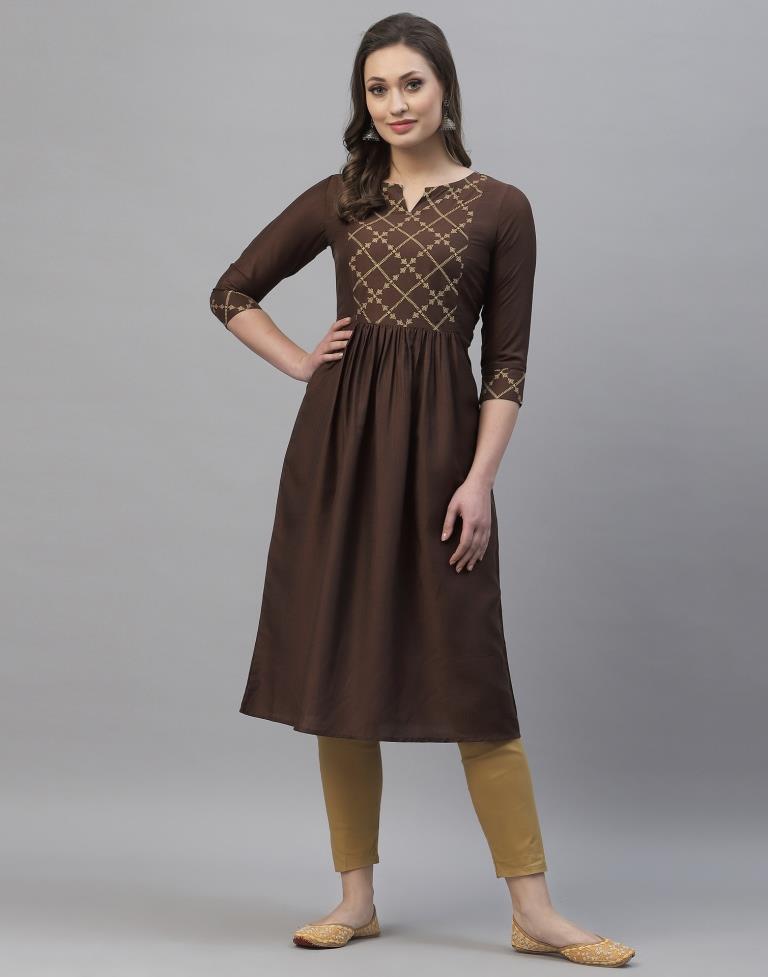 Dark Brown gathered Kurti | Sudathi