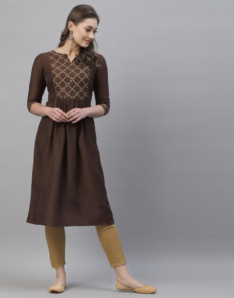 Dark Brown gathered Kurti | Sudathi