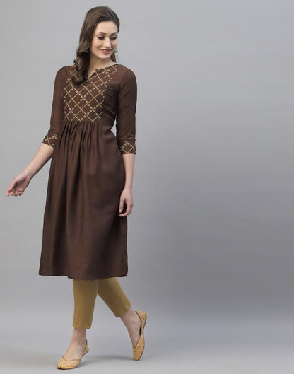 Dark Brown gathered Kurti | Sudathi