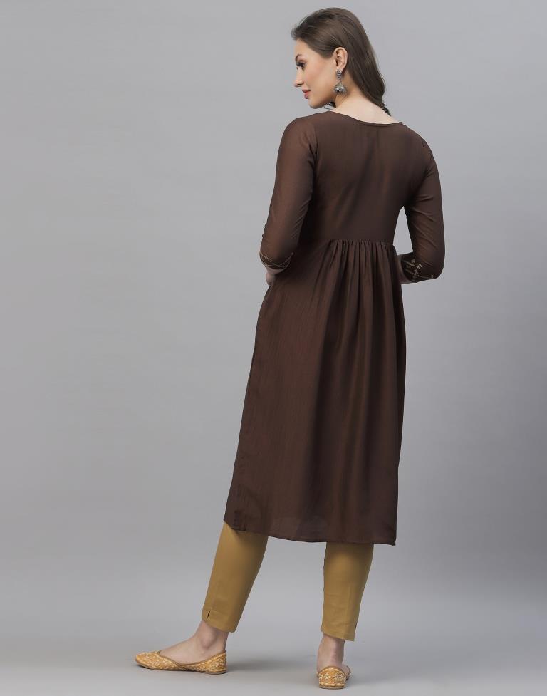 Dark Brown gathered Kurti | Sudathi