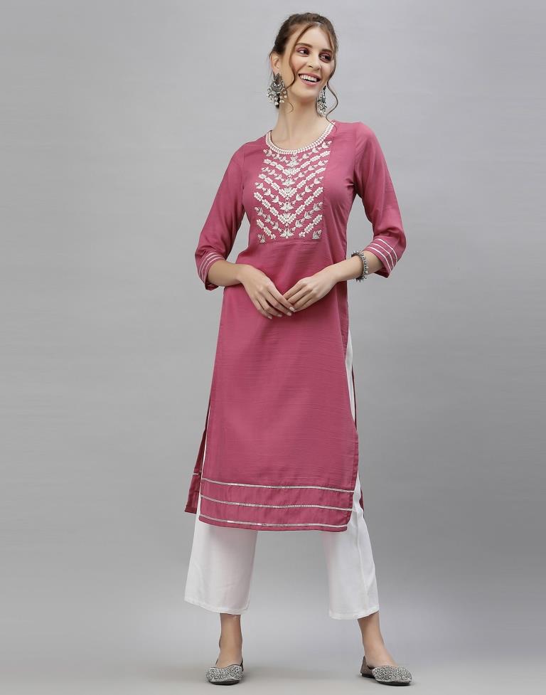 Pastel Pink Embroidered Kurti | Sudathi