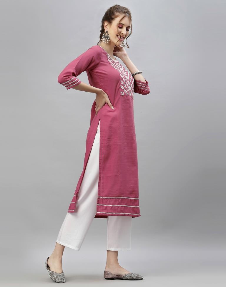 Pastel Pink Embroidered Kurti | Sudathi