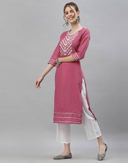 Pastel Pink Embroidered Kurti | Sudathi