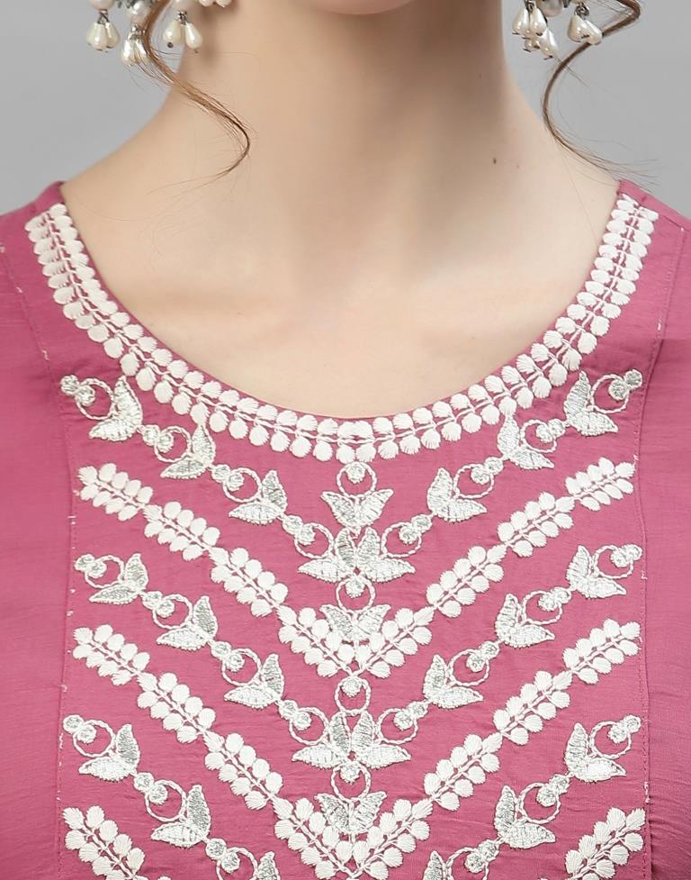 Pastel Pink Embroidered Kurti | Sudathi