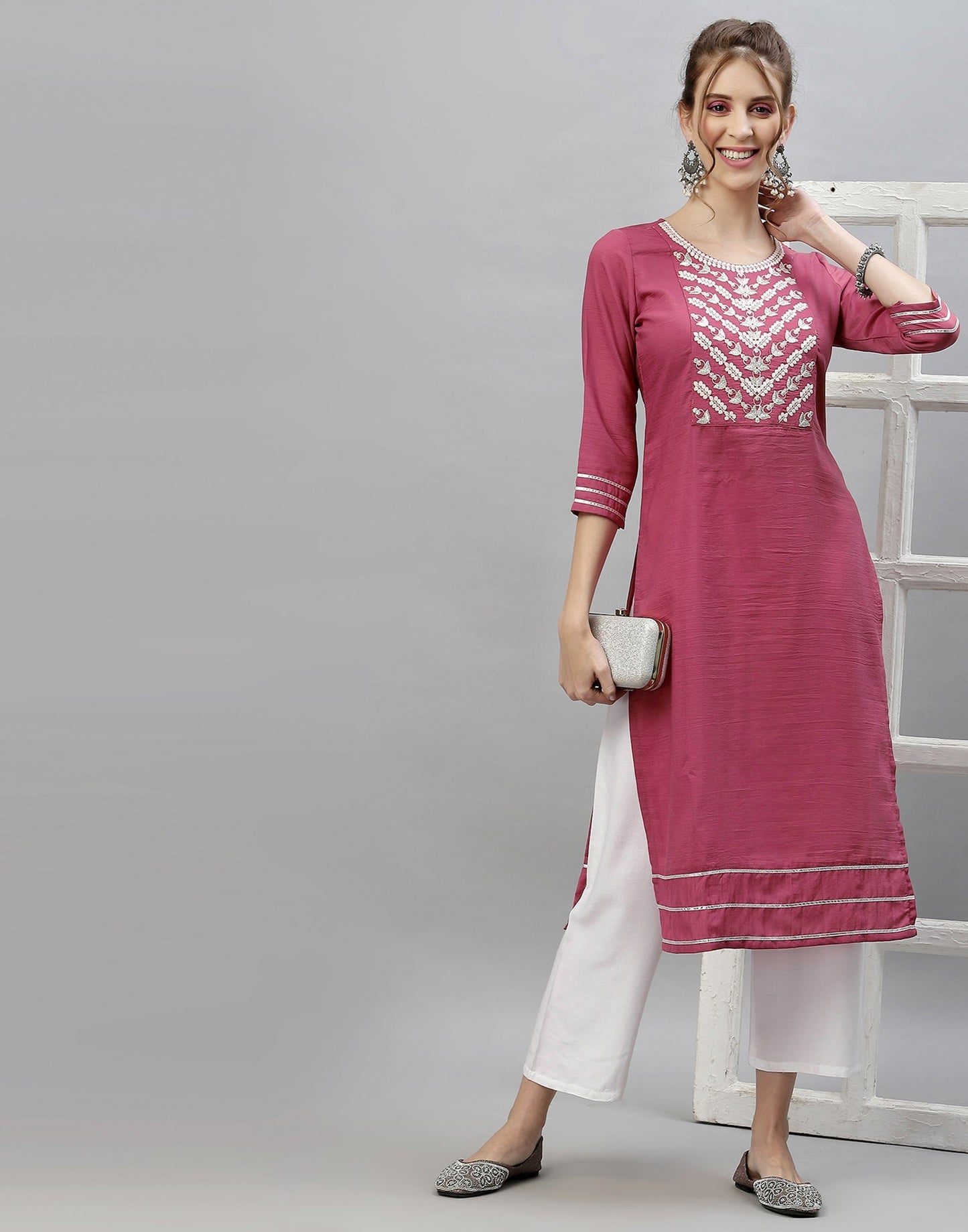 Pastel Pink Embroidered Kurti | Sudathi