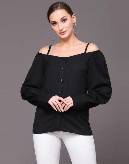 Black Cuffed Full Sleeve Shirt | Sudathi