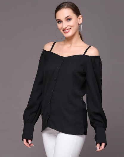 Black Cuffed Full Sleeve Shirt | Sudathi