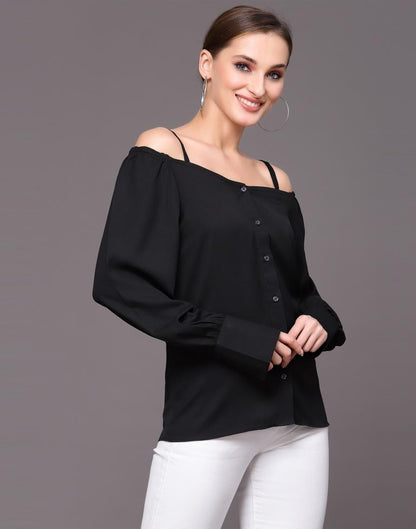 Black Cuffed Full Sleeve Shirt | Sudathi