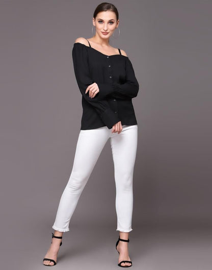 Black Cuffed Full Sleeve Shirt | Sudathi