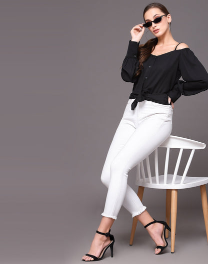 Black Cuffed Full Sleeve Shirt | Sudathi