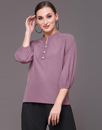 Purple Mandarin Neck Top | Leemboodi