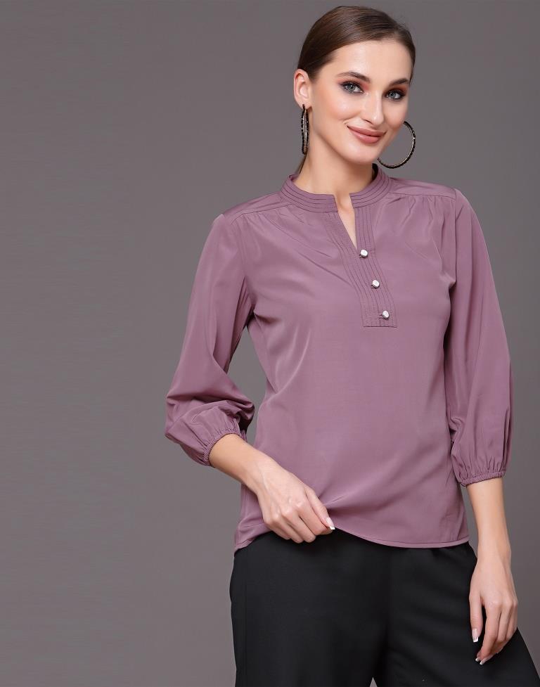 Purple Mandarin Neck Top | Leemboodi
