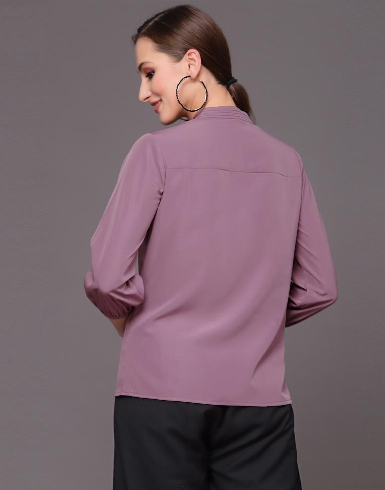 Purple Mandarin Neck Top | Leemboodi