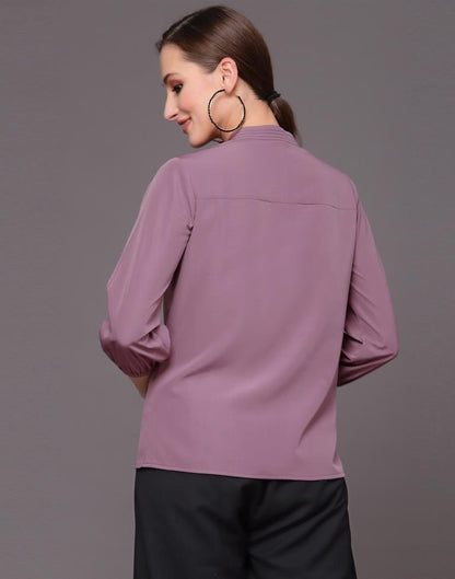 Purple Mandarin Neck Top | Leemboodi