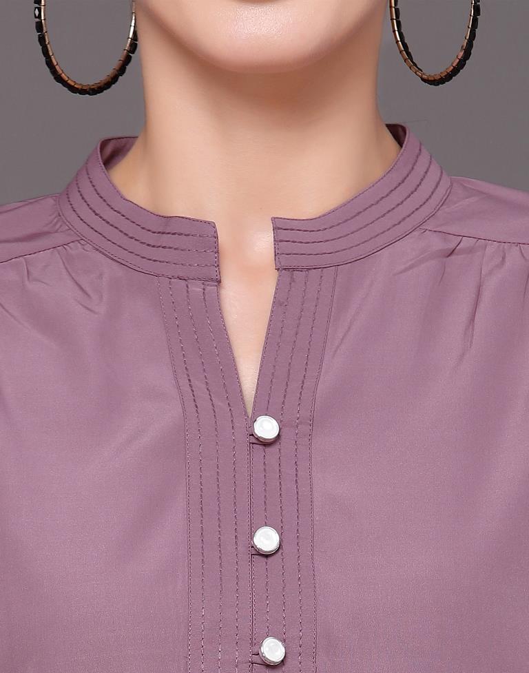 Purple Mandarin Neck Top | Leemboodi