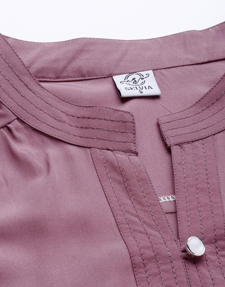 Purple Mandarin Neck Top | Leemboodi