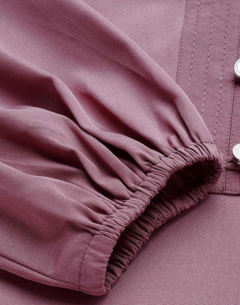 Purple Mandarin Neck Top | Leemboodi