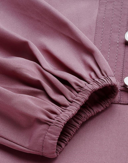 Purple Mandarin Neck Top | Leemboodi