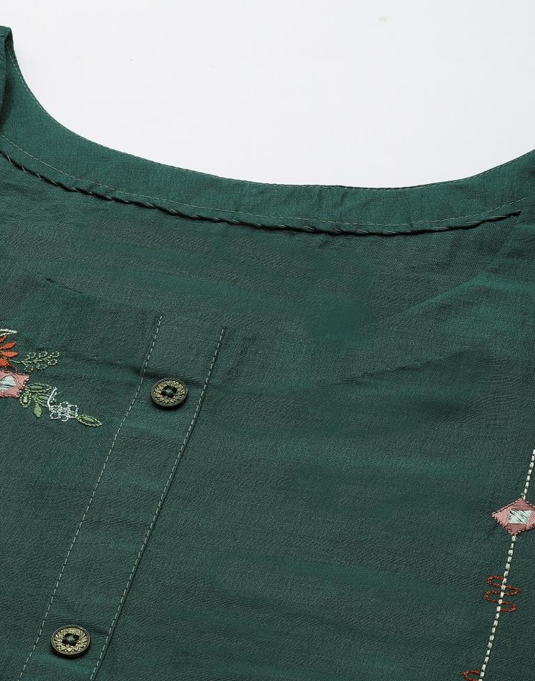 Dusty Green Embroidered Kurti | Sudathi