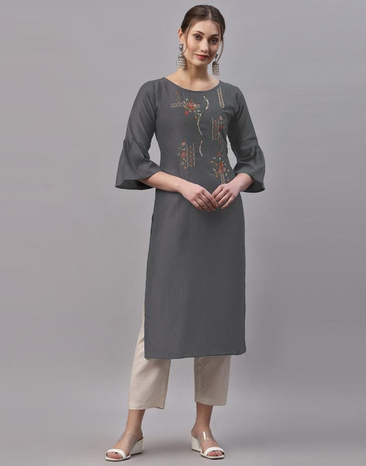 Grey Embroidered Kurti | Sudathi