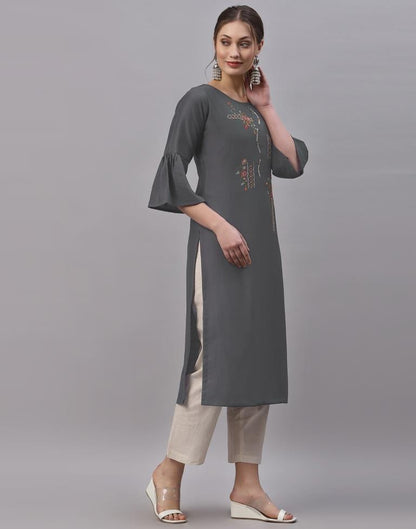 Grey Embroidered Kurti | Sudathi