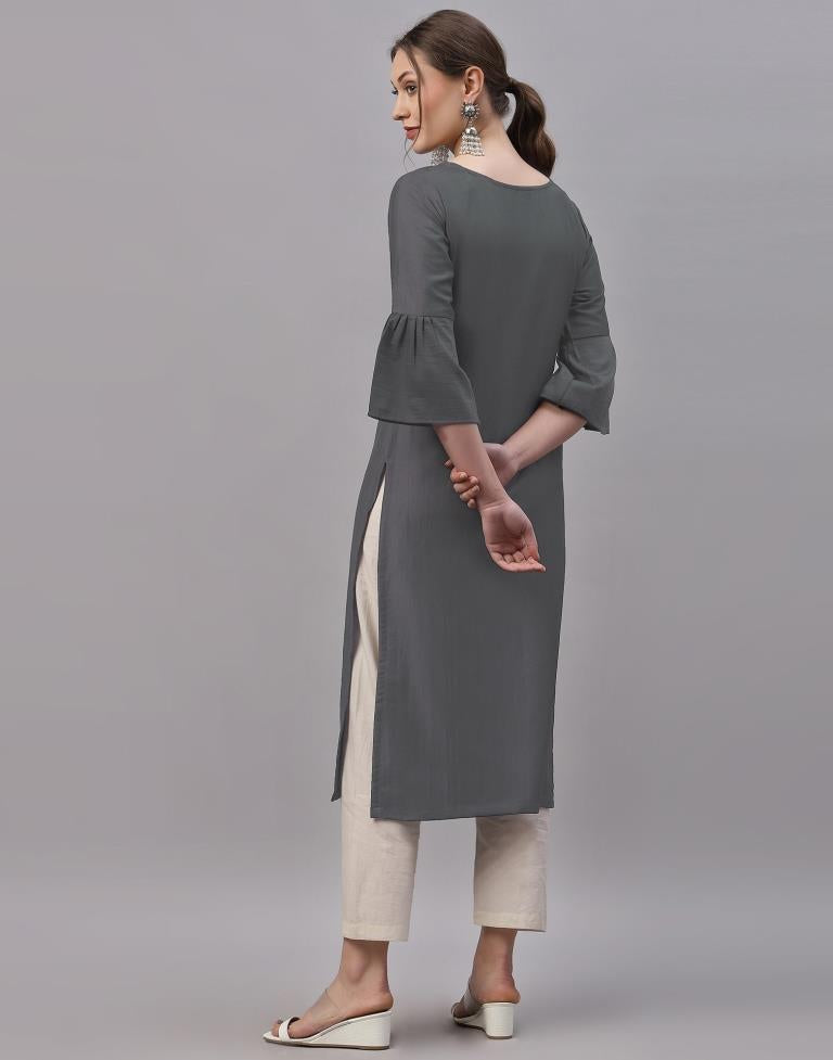 Grey Embroidered Kurti | Sudathi