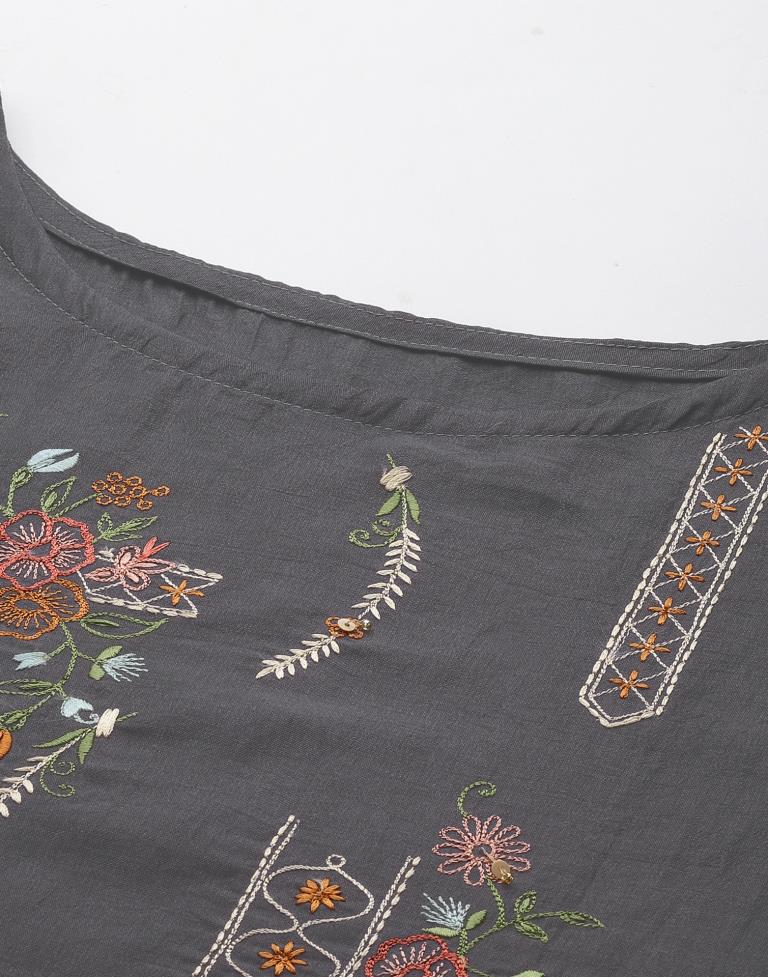 Grey Embroidered Kurti | Sudathi